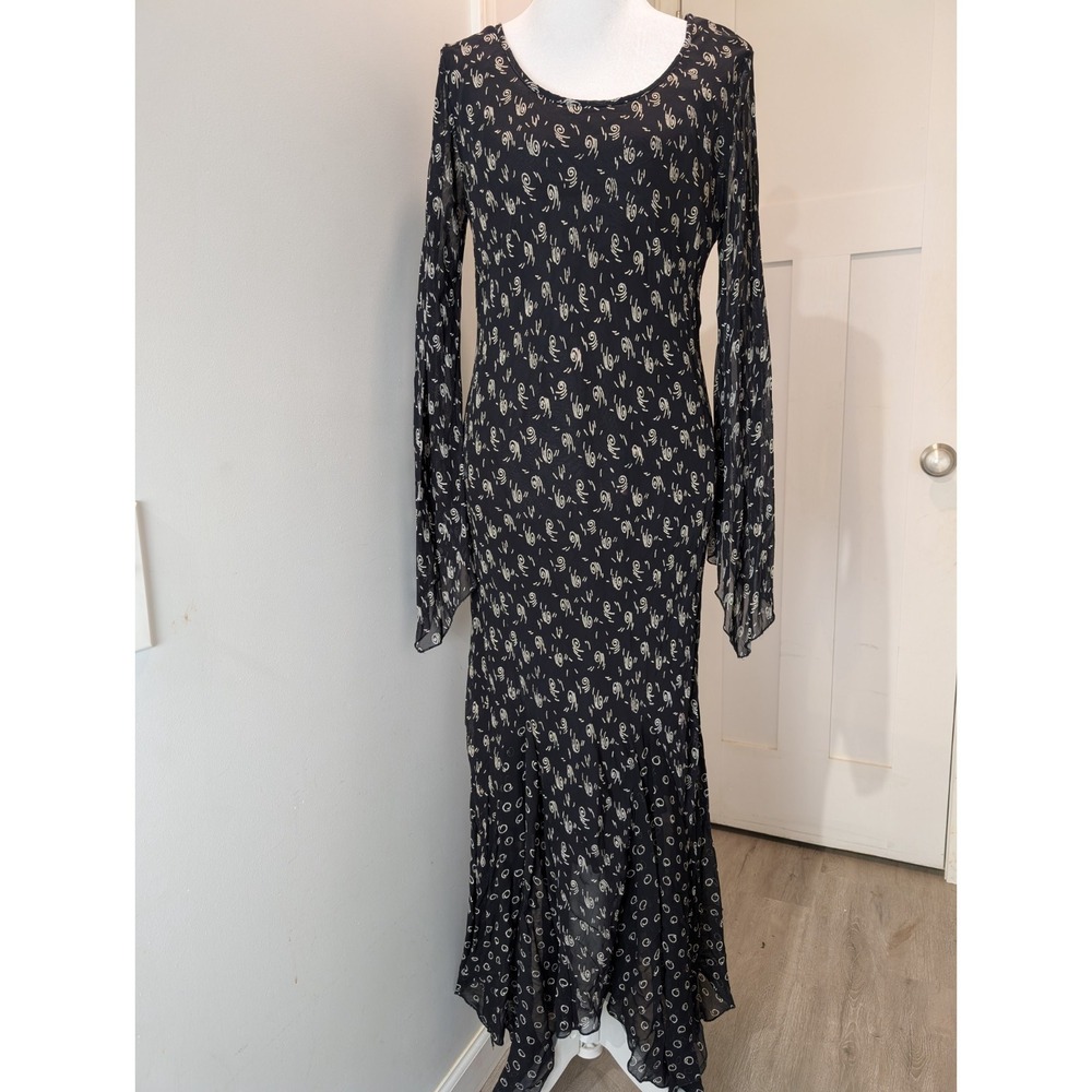 Vintage Temptation Black Maxi Dress Women's Fairy Y2K 90s Whimsigoth Romantic M